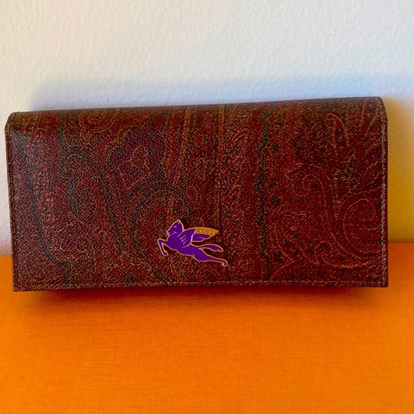 ETRO Milano Pegasus Wallet Chain added Beautiful Authentic Excellent Paisley - Picture 1 of 17